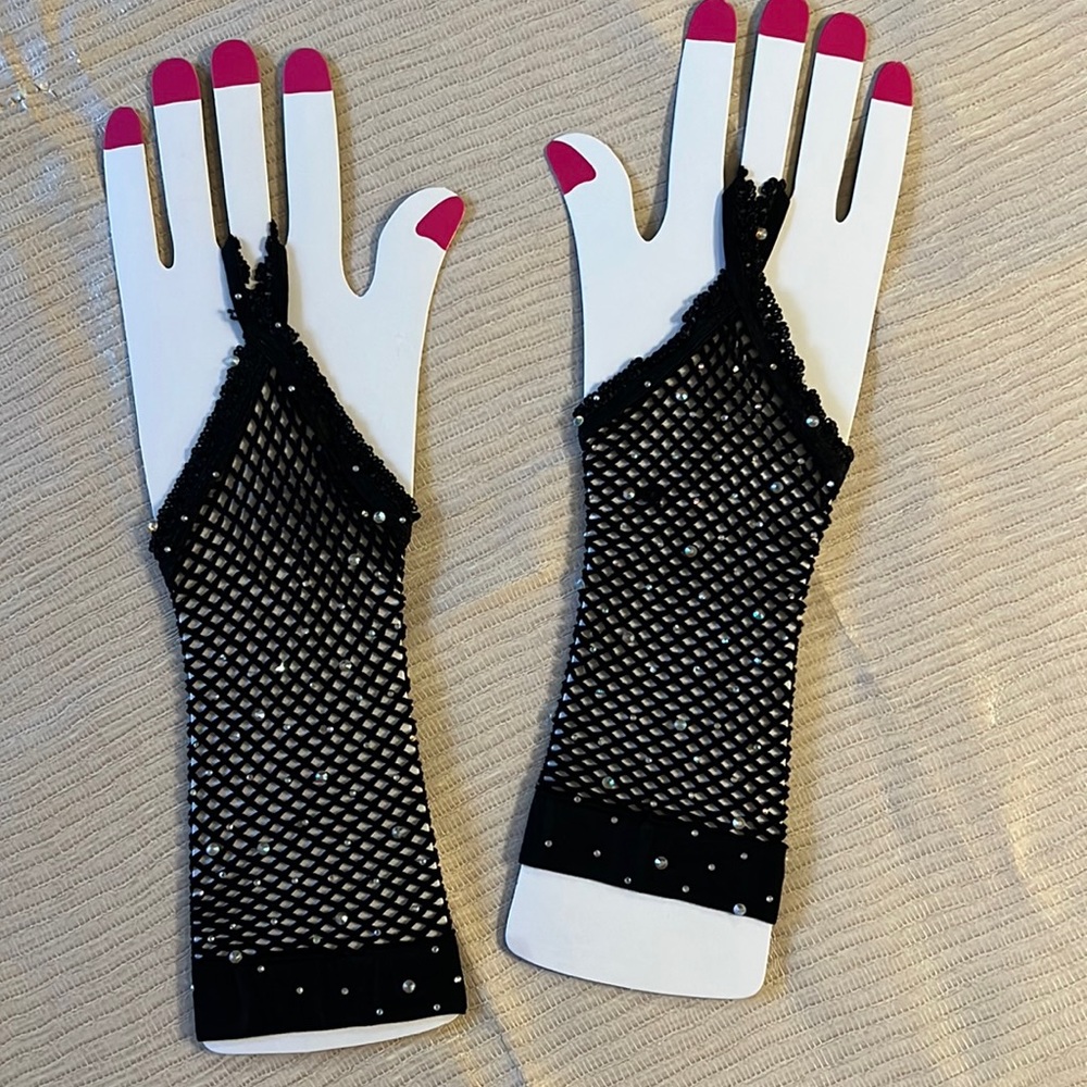 Madonna inspired Black fishnet fingerless gloves